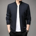 Baseball collar jacket - navy blue