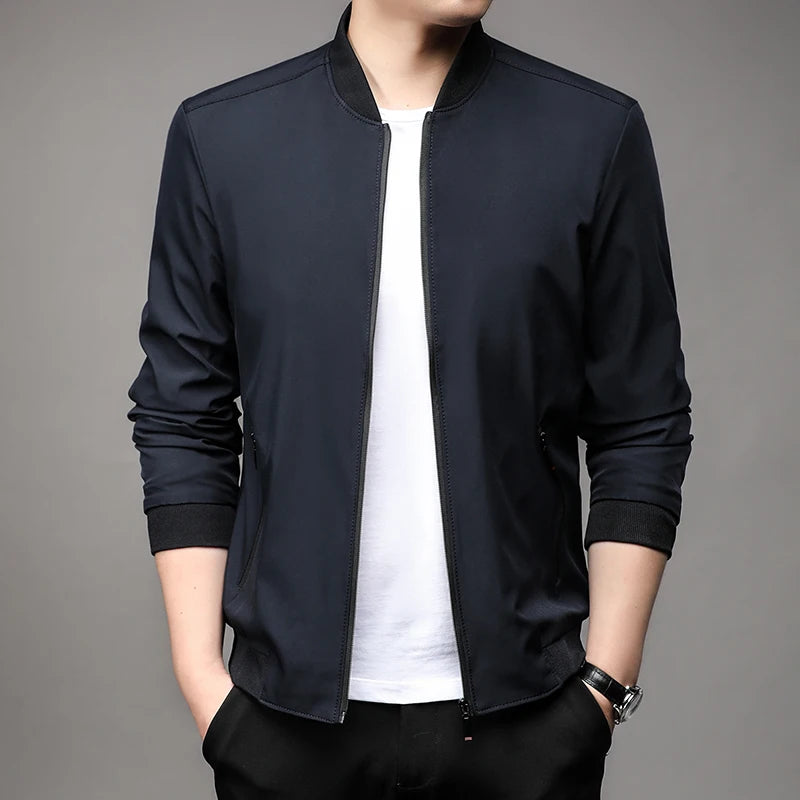 Baseball collar jacket - navy blue