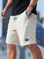 Men's Textured Shorts in Beige