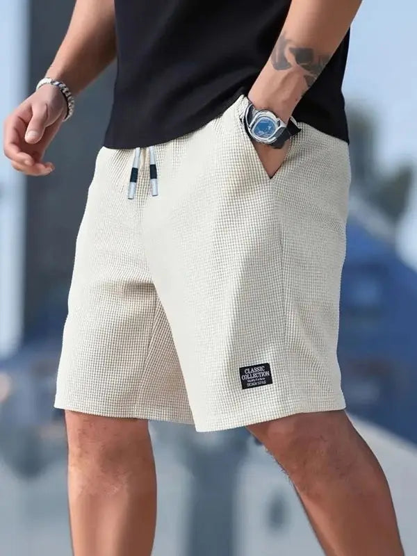 Men's Textured Shorts in Beige