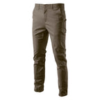 Men's Cotton Chino Trousers in Brown — slim tapered fit