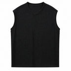 Black ribbed tank, flat rear view