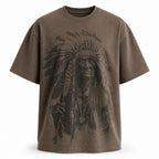 Coffee chief portrait tee with tonal artwork, flat front view
