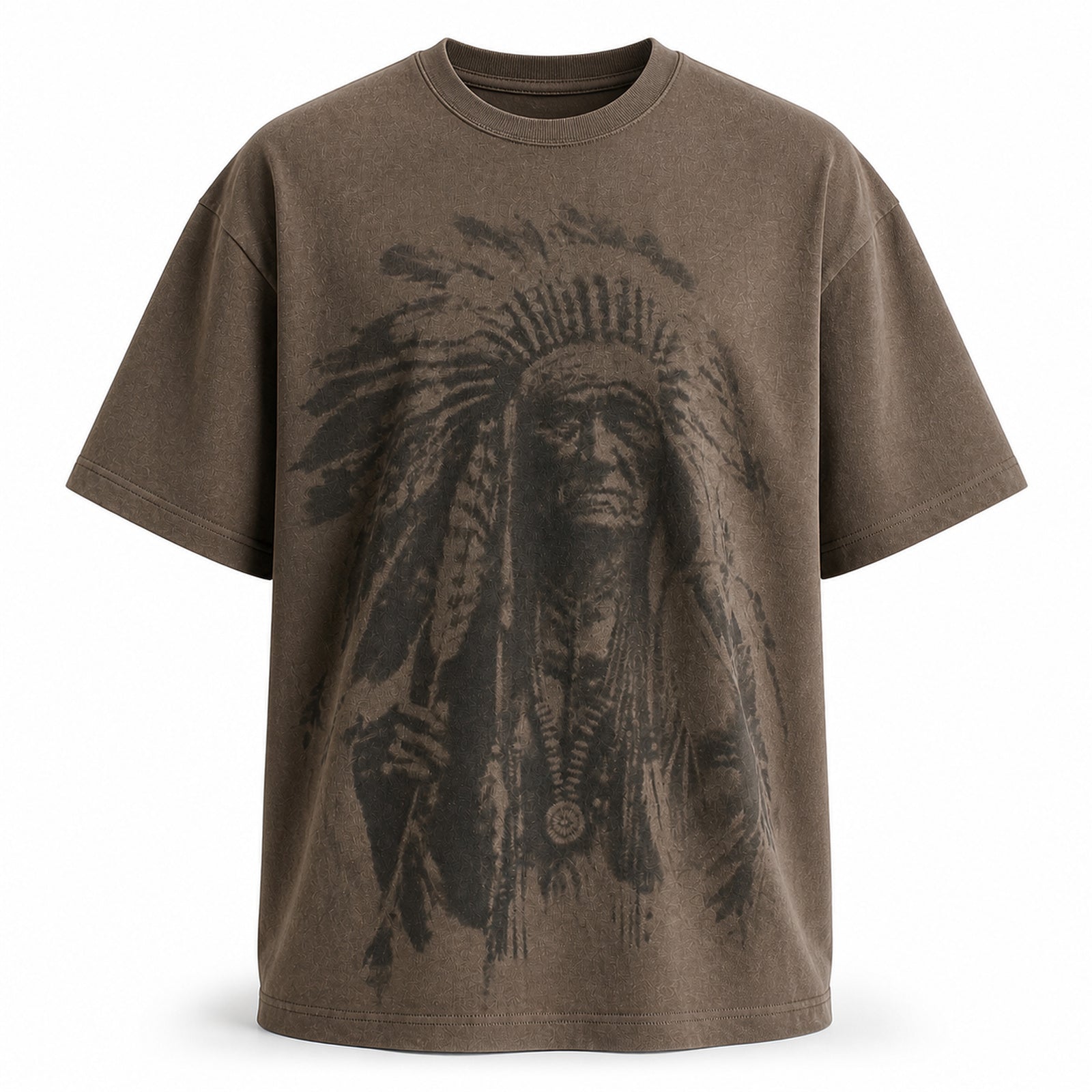 Coffee chief portrait tee with tonal artwork, flat front view