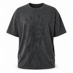 Gray chief portrait tee with tonal artwork, flat front view