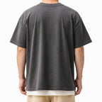 Back view of the washed charcoal utility tee
