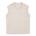 Khaki ribbed tank with crew back, flat rear view