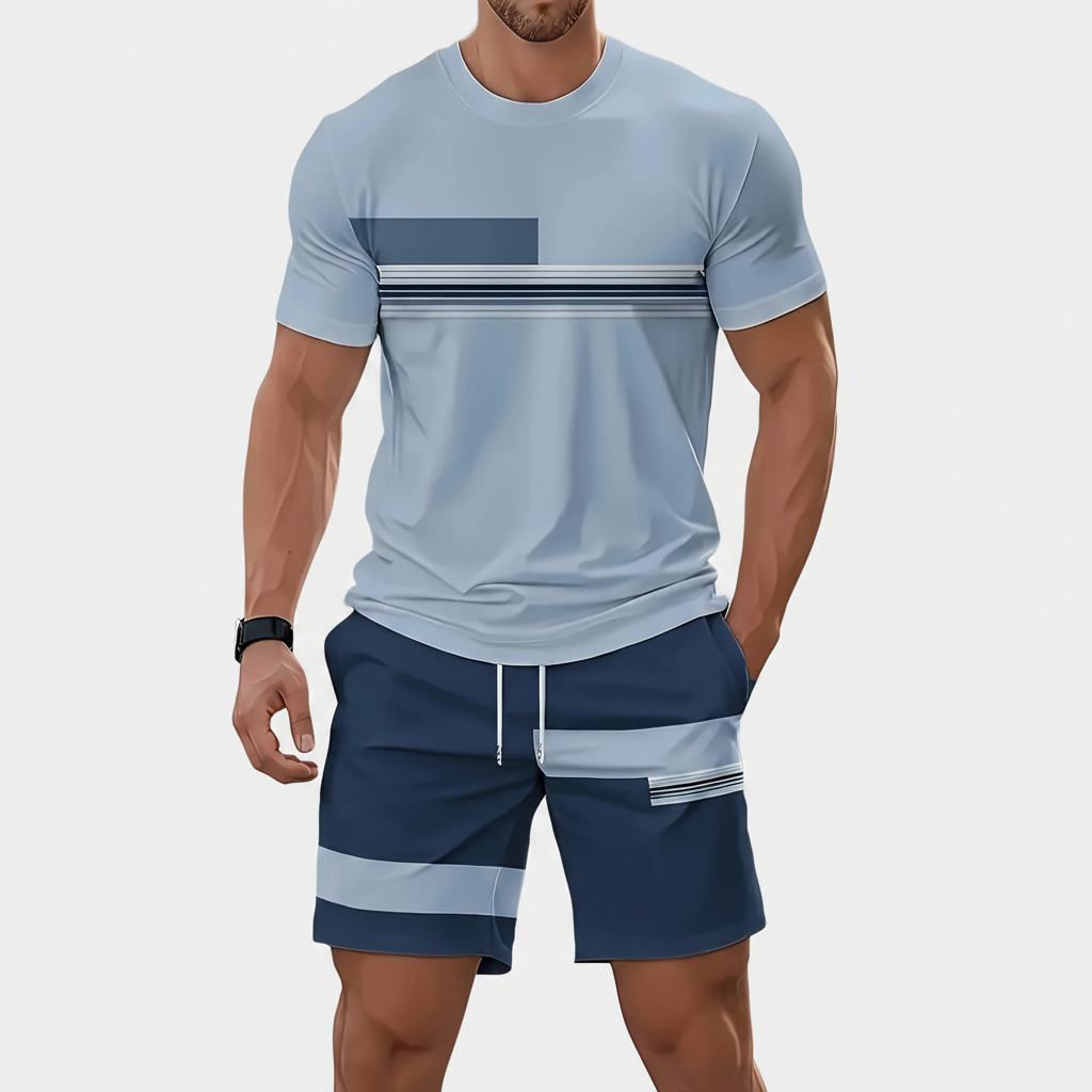 Men's 3D Printed Short-Sleeve Set