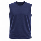 Navy blue heavyweight cotton tank, flat front view