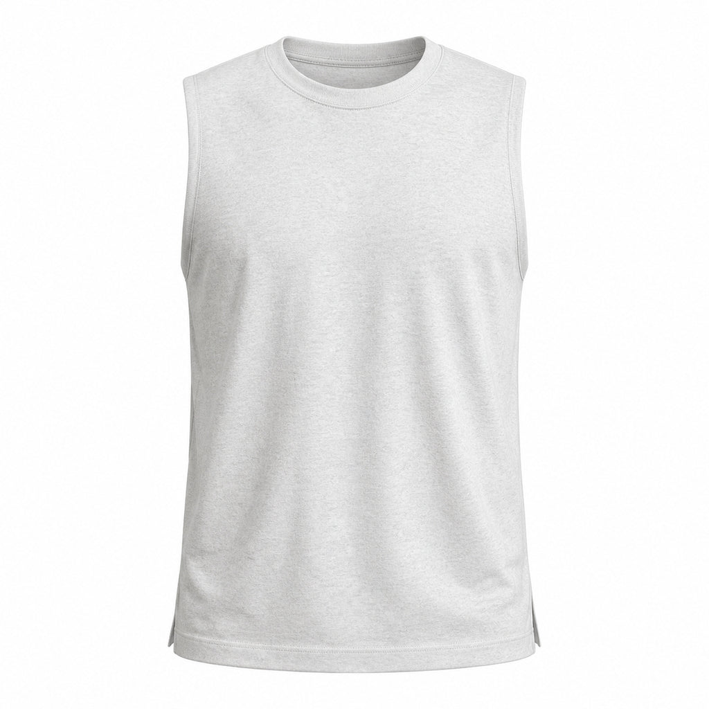 Off-white heavyweight cotton tank, flat front view